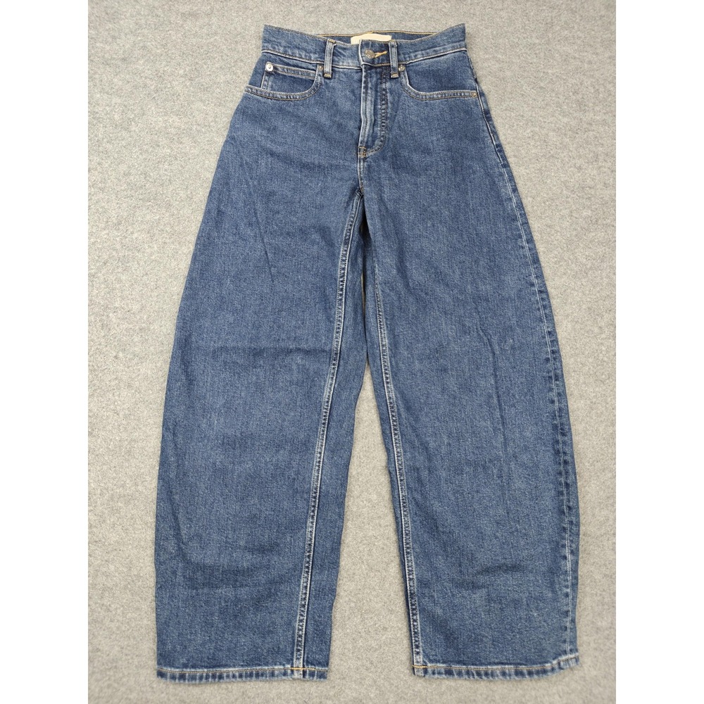 Everlane Wide Leg Flare Jeans in Medium Blue Denim